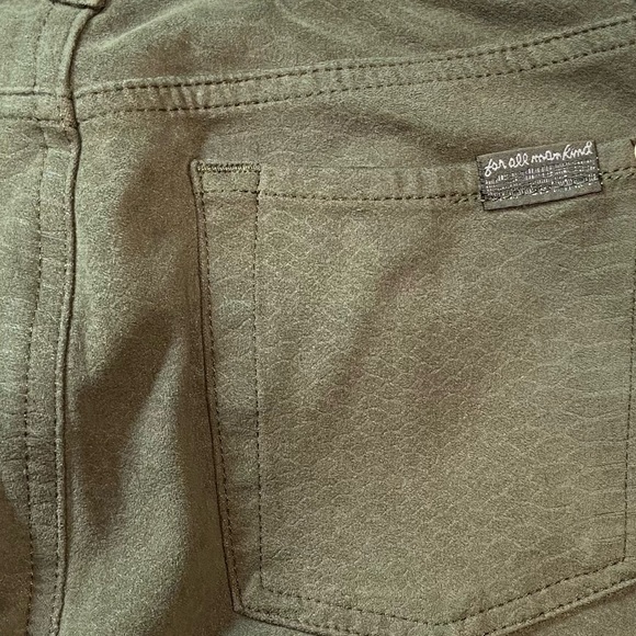 7 For All Mankind Snake Print Embossed Faux Suede Pant Jean Olive 29 - Picture 7 of 13